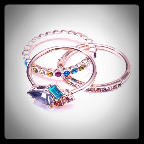 LOFT | Jewelry | Loft Rainbow Stacked Ring Set | Poshmark